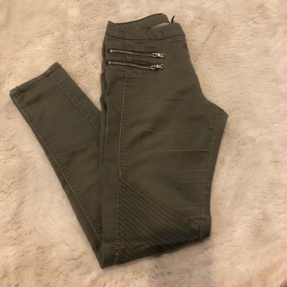 Olive green skinny pants